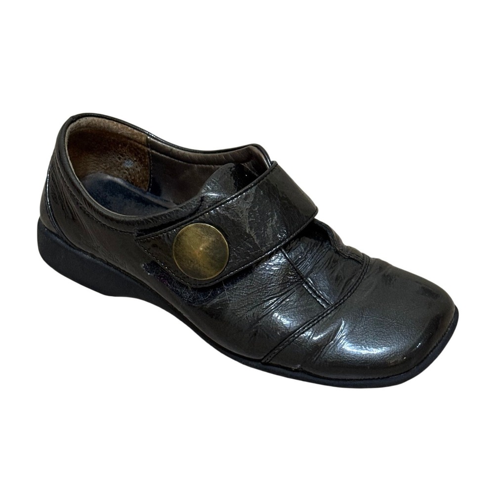 Josef Seibel Shoes Women 37 US 6 Metallic Silver Black‎ Patent Leather Mary Jane